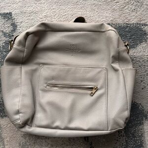 Kiki Lu Gray Leather Crossbody Backpack
